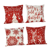 4Pcs Christmas Throw Pillow Cover Soft Pillowcase for Cafe Couch Living Room