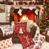 4Pcs Christmas Throw Pillow Cover Soft Pillowcase for Cafe Couch Living Room