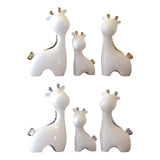 3 Pieces Ceramic Giraffe Family Statues for Kitchen Dining Household Friends White Gold