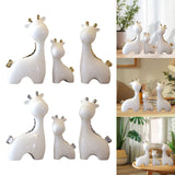 3 Pieces Ceramic Giraffe Family Statues for Kitchen Dining Household Friends White Gold