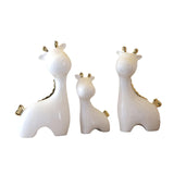 3 Pieces Ceramic Giraffe Family Statues for Kitchen Dining Household Friends White Gold