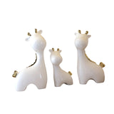 3 Pieces Ceramic Giraffe Family Statues for Kitchen Dining Household Friends White Gold