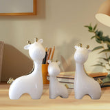 3 Pieces Ceramic Giraffe Family Statues for Kitchen Dining Household Friends White Gold