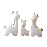 3 Pieces Ceramic Giraffe Family Statues for Kitchen Dining Household Friends White and Silver