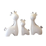 3 Pieces Ceramic Giraffe Family Statues for Kitchen Dining Household Friends White and Silver