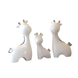 3 Pieces Ceramic Giraffe Family Statues for Kitchen Dining Household Friends White and Silver