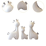 3 Pieces Ceramic Giraffe Family Statues for Kitchen Dining Household Friends White and Silver