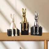 Bunny Statue Ceramic Craft Cute Rabbits Sculpture for Home Entryway Cabinets