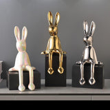 Bunny Statue Ceramic Craft Cute Rabbits Sculpture for Home Entryway Cabinets