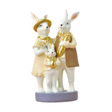 Pastoral Rabbit Family Statue Handmade Resin Sculpture for Table Shelf Decor