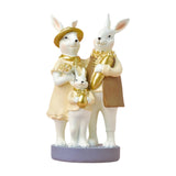 Pastoral Rabbit Family Statue Handmade Resin Sculpture for Table Shelf Decor