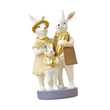 Pastoral Rabbit Family Statue Handmade Resin Sculpture for Table Shelf Decor