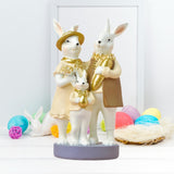 Pastoral Rabbit Family Statue Handmade Resin Sculpture for Table Shelf Decor