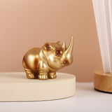 Rhino Elephant Hippopotamus Figurine Set of 3Pcs for Living Room Porch Shelf