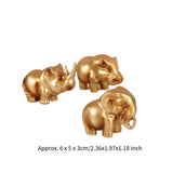 Rhino Elephant Hippopotamus Figurine Set of 3Pcs for Living Room Porch Shelf