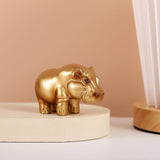 Rhino Elephant Hippopotamus Figurine Set of 3Pcs for Living Room Porch Shelf