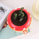 Mushroom Figurine Flower Pot Small Decorative Statue for Garden Desk Bedroom