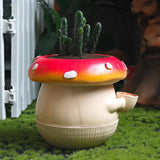 Mushroom Figurine Flower Pot Small Decorative Statue for Garden Desk Bedroom