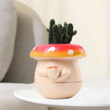 Mushroom Figurine Flower Pot Small Decorative Statue for Garden Desk Bedroom