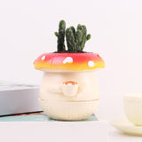 Mushroom Figurine Flower Pot Small Decorative Statue for Garden Desk Bedroom