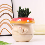 Mushroom Figurine Flower Pot Small Decorative Statue for Garden Desk Bedroom