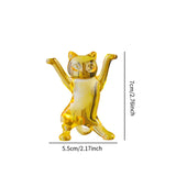 Dancing Cat Statue Craft Gift Desktop Decoration for Living Room Indoor Home Yellow