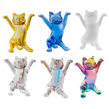 Dancing Cat Statue Craft Gift Desktop Decoration for Living Room Indoor Home Yellow