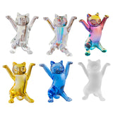 Dancing Cat Statue Craft Gift Desktop Decoration for Living Room Indoor Home Yellow