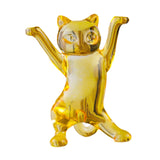 Dancing Cat Statue Craft Gift Desktop Decoration for Living Room Indoor Home Yellow