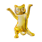 Dancing Cat Statue Craft Gift Desktop Decoration for Living Room Indoor Home Yellow