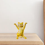 Dancing Cat Statue Craft Gift Desktop Decoration for Living Room Indoor Home Yellow