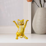 Dancing Cat Statue Craft Gift Desktop Decoration for Living Room Indoor Home Yellow