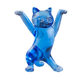 Dancing Cat Statue Craft Gift Desktop Decoration for Living Room Indoor Home Blue