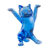 Dancing Cat Statue Craft Gift Desktop Decoration for Living Room Indoor Home Blue