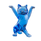 Dancing Cat Statue Craft Gift Desktop Decoration for Living Room Indoor Home Blue