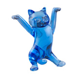 Dancing Cat Statue Craft Gift Desktop Decoration for Living Room Indoor Home Blue