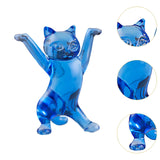 Dancing Cat Statue Craft Gift Desktop Decoration for Living Room Indoor Home Blue