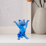 Dancing Cat Statue Craft Gift Desktop Decoration for Living Room Indoor Home Blue