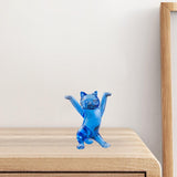 Dancing Cat Statue Craft Gift Desktop Decoration for Living Room Indoor Home Blue