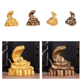 Chinese New Year Snake Statue Fengshui Figurine for Countertop Desktop Shelf 8cmx5.5cmx9.2cm Gold