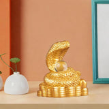 Chinese New Year Snake Statue Fengshui Figurine for Countertop Desktop Shelf 8cmx5.5cmx9.2cm Gold