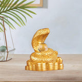 Chinese New Year Snake Statue Fengshui Figurine for Countertop Desktop Shelf 8cmx5.5cmx9.2cm Gold