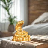 Chinese New Year Snake Statue Fengshui Figurine for Countertop Desktop Shelf 8cmx5.5cmx9.2cm Gold