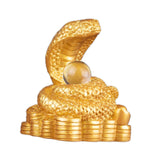 Chinese New Year Snake Statue Fengshui Figurine for Countertop Desktop Shelf 8cmx5.5cmx9.2cm Gold