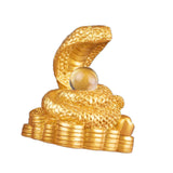 Chinese New Year Snake Statue Fengshui Figurine for Countertop Desktop Shelf 8cmx5.5cmx9.2cm Gold