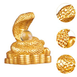 Chinese New Year Snake Statue Fengshui Figurine for Countertop Desktop Shelf 8cmx5.5cmx9.2cm Gold