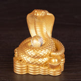 Chinese New Year Snake Statue Fengshui Figurine for Countertop Desktop Shelf 8cmx5.5cmx9.2cm Gold