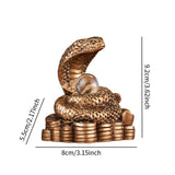 Chinese New Year Snake Statue Fengshui Figurine for Countertop Desktop Shelf 8cmx5.5cmx9.2cm Brown