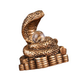 Chinese New Year Snake Statue Fengshui Figurine for Countertop Desktop Shelf 8cmx5.5cmx9.2cm Brown