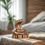 Chinese New Year Snake Statue Fengshui Figurine for Countertop Desktop Shelf 8cmx5.5cmx9.2cm Brown